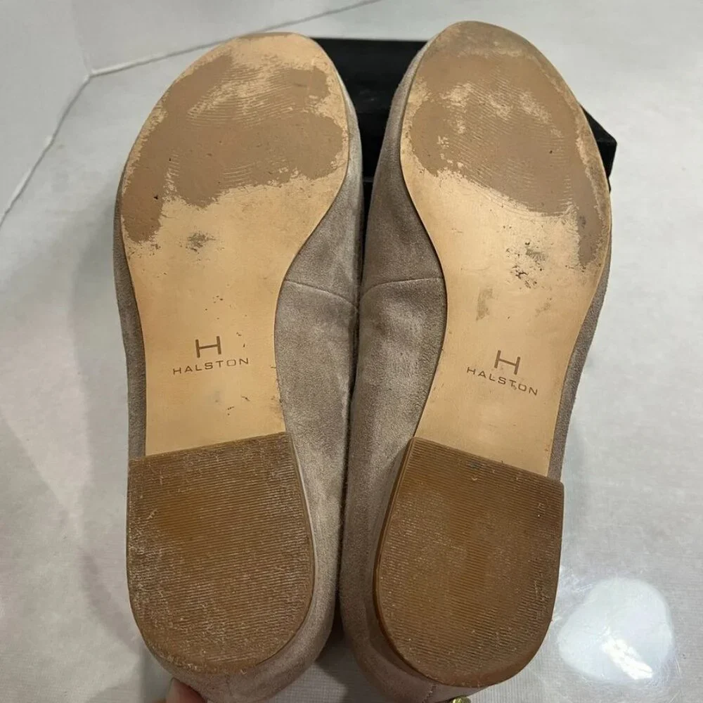 Halston Lynda Suede Ballet Flats Beige Size 7.5